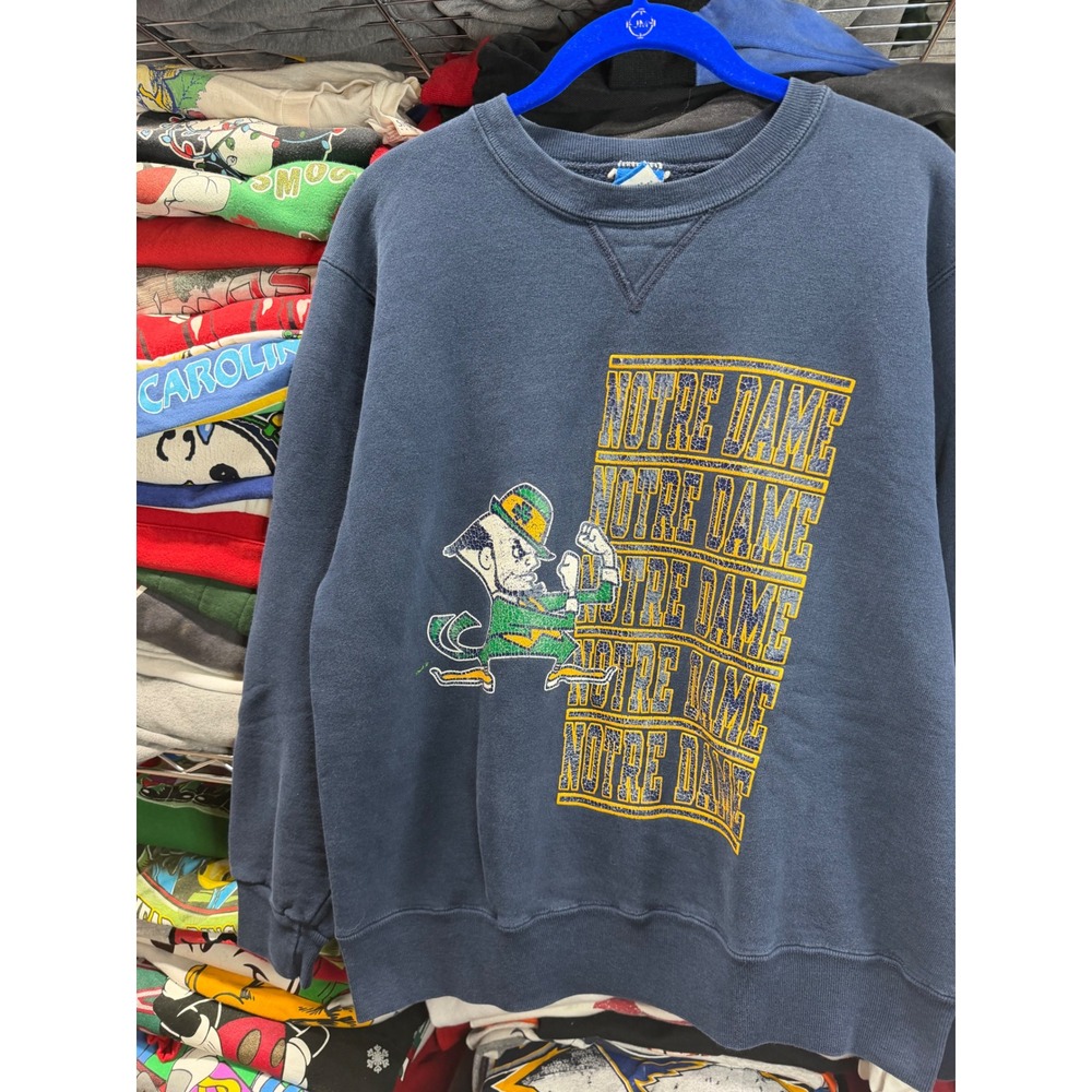 Vintage Champion Notre Dame Fighting Irish Sweatshirt Navy Blue Made in USA L